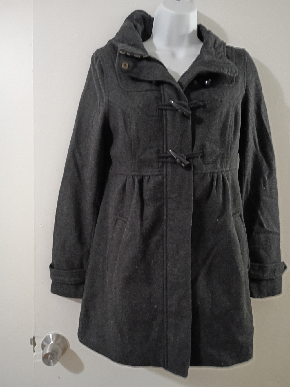Divided Dark Gray Hooded Toggle Peacoat